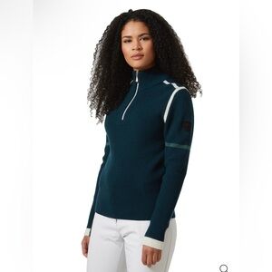 Helly Hansen Women's Darkest Spruce Edge Knitted 1/4 Zip Sweater size XS